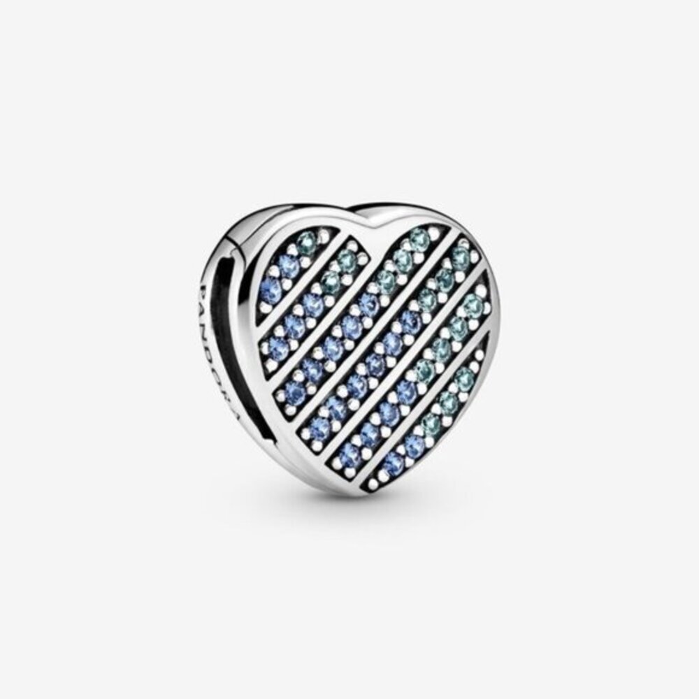 Pandora Blue Pav?? Heart Clip Charm
